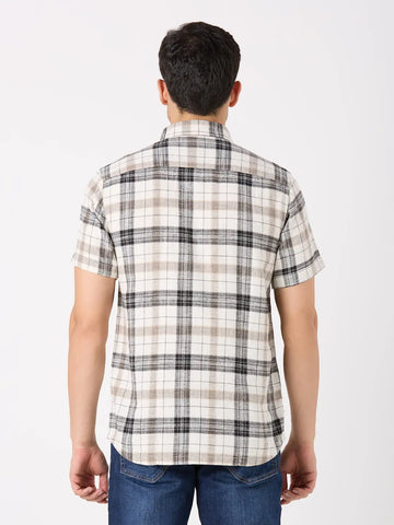 White Checkered Regular Fit Shirt TIM PARIS