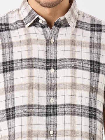 White Checkered Regular Fit Shirt TIM PARIS