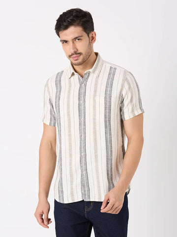 White Striped Regular Fit Shirt TIM PARIS
