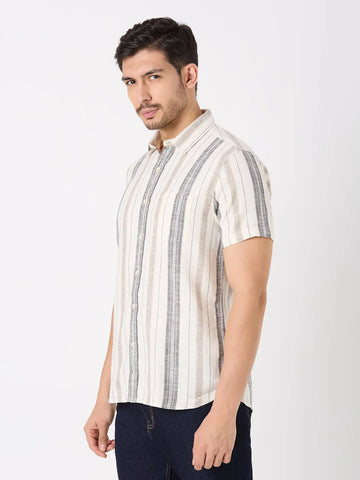White Striped Regular Fit Shirt TIM PARIS