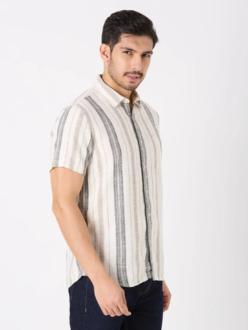 White Striped Regular Fit Shirt TIM PARIS