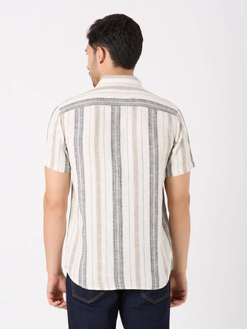 White Striped Regular Fit Shirt TIM PARIS