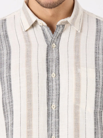 White Striped Regular Fit Shirt TIM PARIS