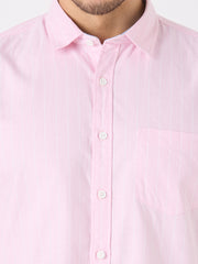 Pink Striped Regular Fit Shirt
