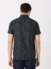 Black Printed Regular Fit Shirt
