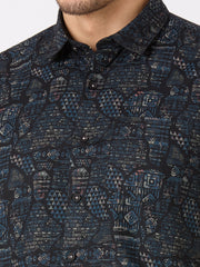 Black Printed Regular Fit Shirt