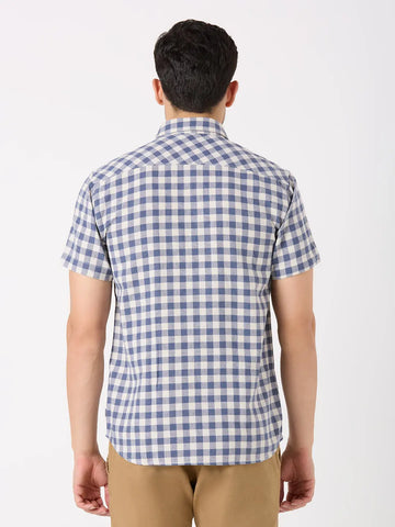 Blue Checkered Regular Fit Shirt TIM PARIS