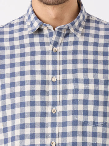 Blue Checkered Regular Fit Shirt TIM PARIS