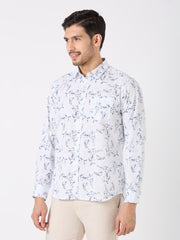 Blue Printed Regular Fit Shirt