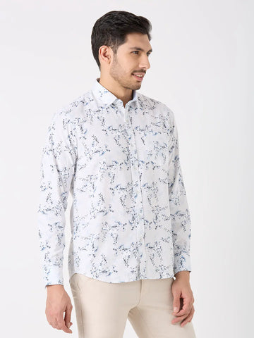 Blue Printed Regular Fit Shirt TIM PARIS