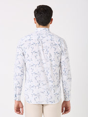 Blue Printed Regular Fit Shirt