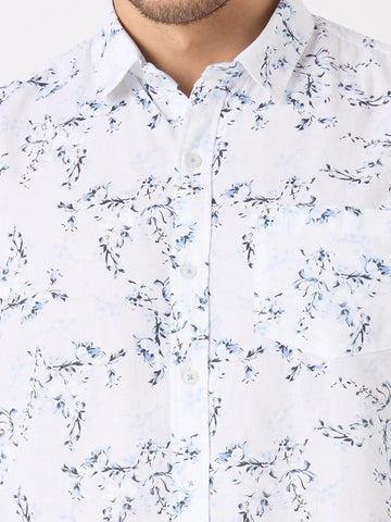 Blue Printed Regular Fit Shirt TIM PARIS