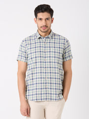 Blue Checkered Regular Fit Shirt