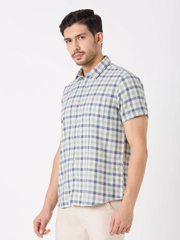 Blue Checkered Regular Fit Shirt TIM PARIS