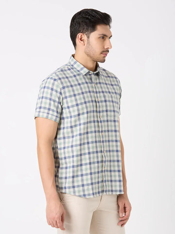 Blue Checkered Regular Fit Shirt TIM PARIS