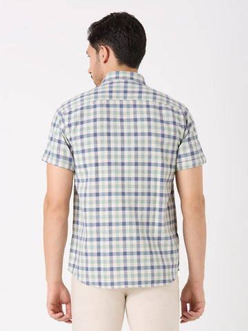 Blue Checkered Regular Fit Shirt TIM PARIS