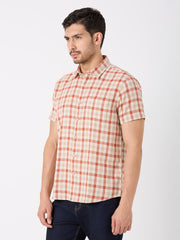 Rust Checkered Regular Fit Shirt