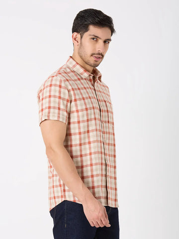 Rust Checkered Regular Fit Shirt TIM PARIS