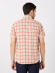 Rust Checkered Regular Fit Shirt