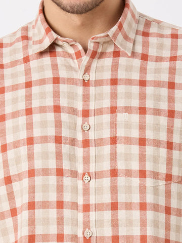 Rust Checkered Regular Fit Shirt TIM PARIS