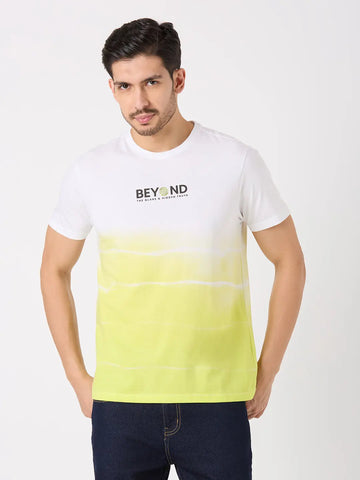 White Printed Regular Fit T-Shirt TIM PARIS
