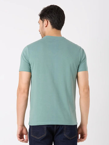 Green Printed Regular Fit T-Shirt TIM PARIS