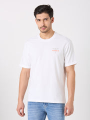 White Printed Relaxed Fit T-Shirt