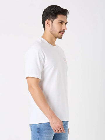 White Printed Relaxed Fit T-Shirt TIM PARIS
