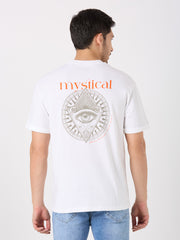 White Printed Relaxed Fit T-Shirt
