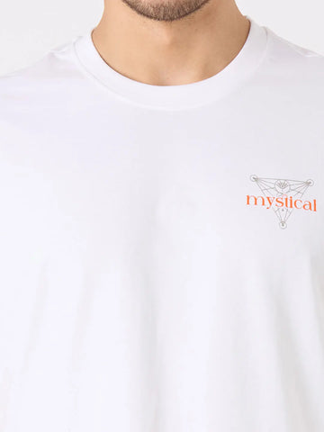 White Printed Relaxed Fit T-Shirt TIM PARIS