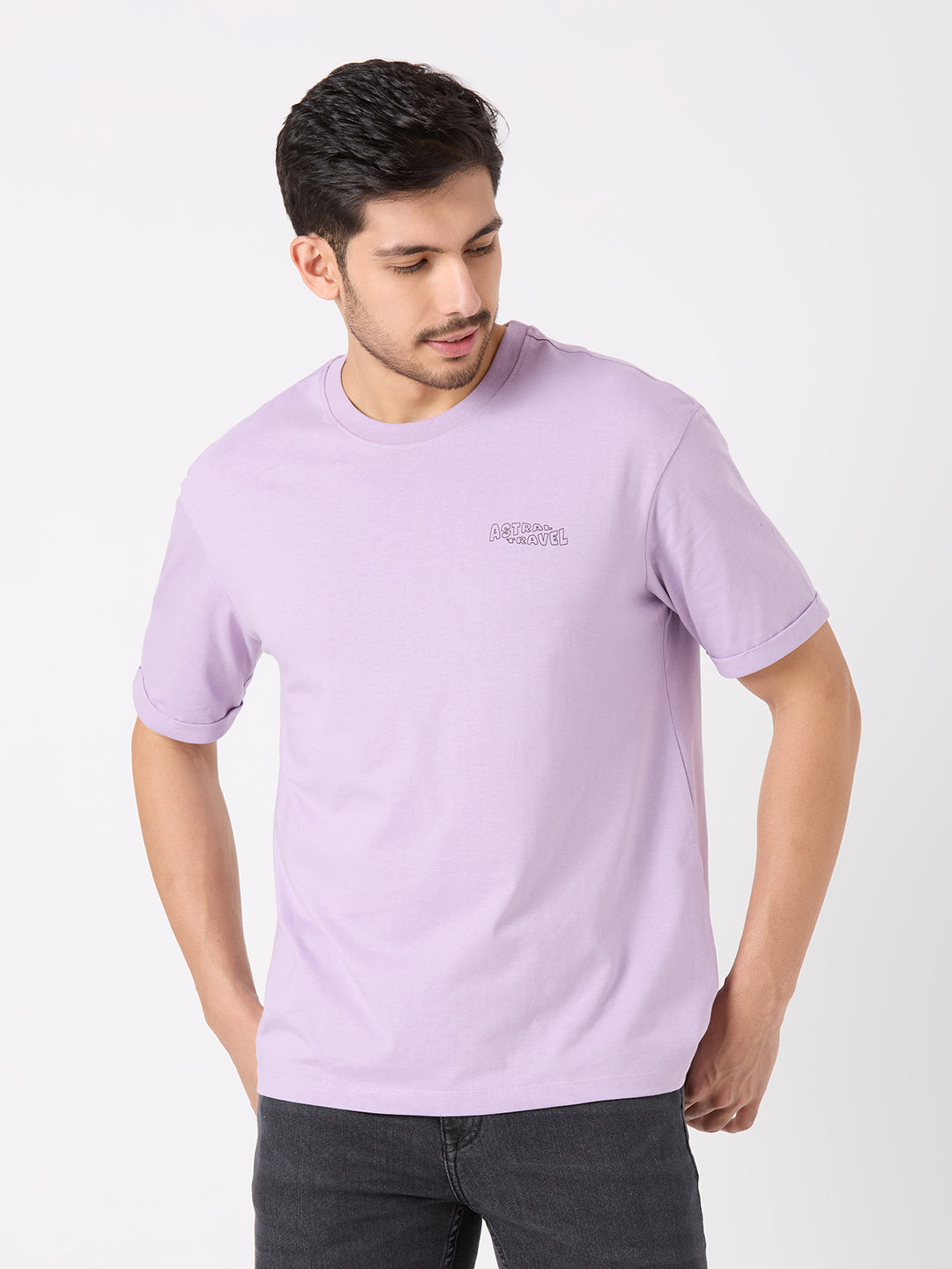 Purple Printed Relaxed Fit T-Shirt