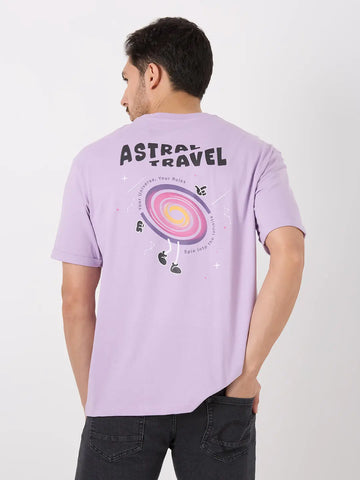 Purple Printed Relaxed Fit T-Shirt TIM PARIS