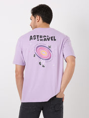 Purple Printed Relaxed Fit T-Shirt