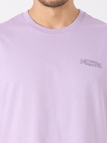 Purple Printed Relaxed Fit T-Shirt TIM PARIS
