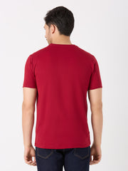 Maroon Printed Regular Fit T-Shirt