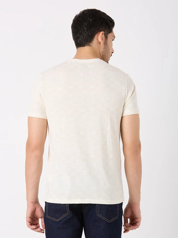 Off White Printed Regular Fit T-Shirt TIM PARIS