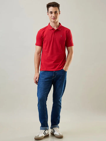 Red Solid Regular Fit T-Shirt TIM PARIS