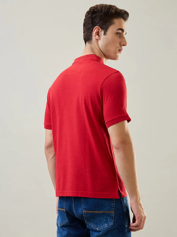 Red Solid Regular Fit T-Shirt TIM PARIS