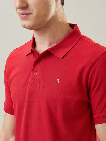 Red Solid Regular Fit T-Shirt TIM PARIS