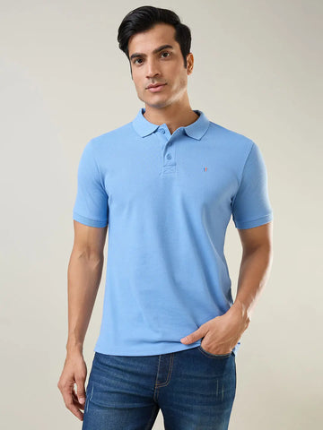 Robbia Blue Solid Polo T-Shirt Tim Paris