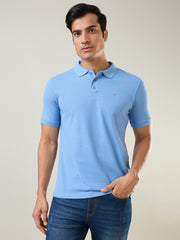 Robbia Blue Solid Polo T-Shirt