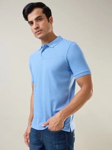 Robbia Blue Solid Polo T-Shirt Tim Paris