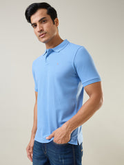 Robbia Blue Solid Polo T-Shirt