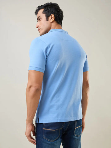 Robbia Blue Solid Polo T-Shirt Tim Paris