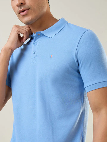 Robbia Blue Solid Polo T-Shirt Tim Paris