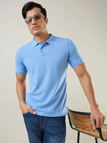 Robbia Blue Solid Polo T-Shirt Tim Paris