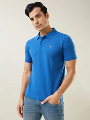 Royal Blue Solid Regular Fit T-Shirt TIM PARIS