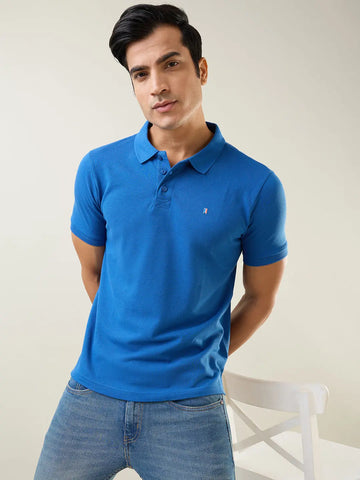 Royal Blue Solid Regular Fit T-Shirt TIM PARIS