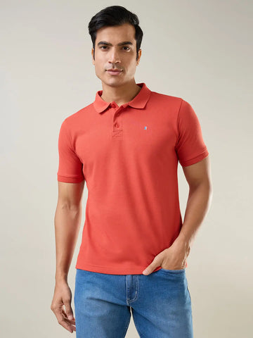 Rust Solid Polo T-Shirt Tim Paris