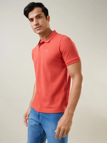 Rust Solid Polo T-Shirt Tim Paris